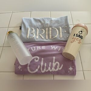 Miss to Mrs Bundle T-shirt, Sleep Shirt, “I Said Yes” Tumbler, Hydration Bottle